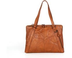 Leren Laptop Schoudertas - Lilian - Brandy Cognac