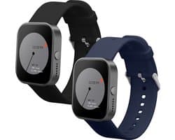 kwmobile 2x horlogebandjes geschikt voor CMF Watch Pro 2 / Watch Pro 1 bandje - Smartwatch bandjes van TPU - Activity tracker horloge band in zwart / donkerblauw