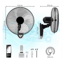 Wandventilator - Muurventilator Met Krachtige 60W Motor - Muur Ventilator Met 5 Bladen - Inclusief Afstandsbediening — thumbnail 2