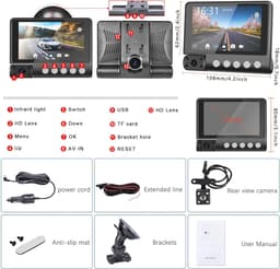 Lexium Dashcam voor auto - Dashcam - Dashcam voor auto voor en achter - Dashcam voor en achter - Dashcam voor en achter draadloos - Dual dashcam — thumbnail 3