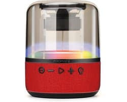 ProMate® Premium Bluetooth Speaker, 10W True Wireless Draagbare LED Speaker met 360-Graden HD Geluid, Lichtshow, 6 Uur Speeltijd, 3.5mm Audio Jack, USB Poort en TF Kaart Slot, Universeel, Telefoon, iPad, Laptop, Tablet, TV, PC, Glitz-L.Rood.