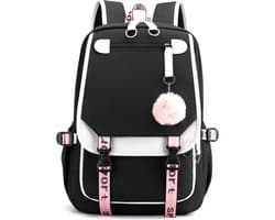 Meisjes School Student Schooltas Outdoor Rugzak Met Usb-Oplaadpoort, Zwart Wit - Schooltas - Rugzak - Rugtas - School - Meisjes - Jongens - Tieners - Boekentas - Rugzak Meisje - Rugzakken - Rugtas Voor Kinderen - Waterdicht - Laptop Rugtas