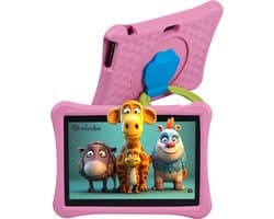 Wiesba Kindertablet – Kindertablet - Tablet voor Kinderen - 100%Kidsproof – Extra Groot – Vanaf 3 Jaar - Ook Voor Volwassen Gebruik - 10 Inch - Ouderlijk Toezicht – Met Beschermhoes – Roze