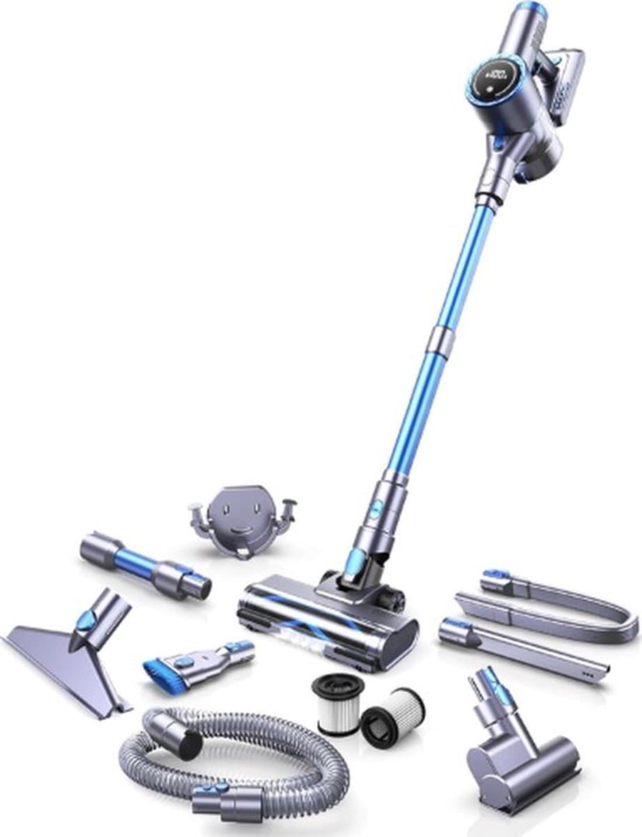 10 in 1 Steelstofzuiger – Draadloos – Stofzuiger zonder Zak – Op Accu – Vacuum Cleaner Wireless – 10 Mondstukken – Luxe Design – 480W — afbeelding 1