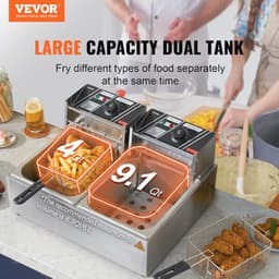 Elektrische Friteuse 8,6 L met Dubbele Bak en Ingebouwde Thermostaat - Ideaal voor Keuken en Feesten — thumbnail 2