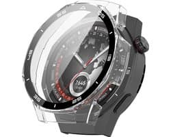 Strap-it Hard PC bescherm hoesje - case met screen protector van glas geschikt voor Huawei Watch GT 5 Pro - 46mm (transparant)