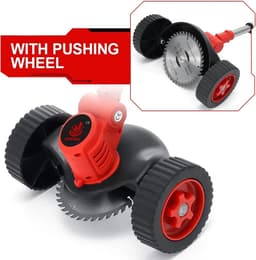 Bosmaaier Electrisch - Grastrimmers met Accu - Grasmaaier - Handmaaier met Wielen -Zwart met Rood — thumbnail 3