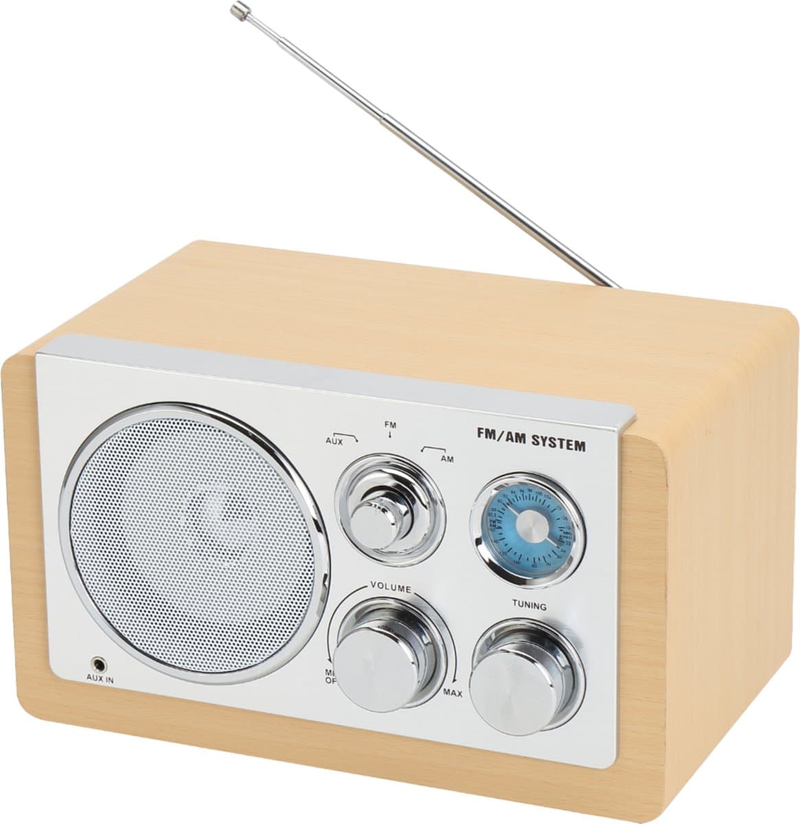 Denver Draagbare FM Radio - Retro - Werkt op batterijen of netstroom - Keukenradio - AM - FM - TR63 - Hout — afbeelding 1