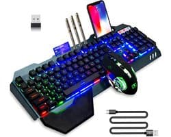 NexZone - Draadloos gaming toetsenbord met muis - Met muismat - RGB Verlichting - QWERTY - Voor PC/Laptop - Zwart