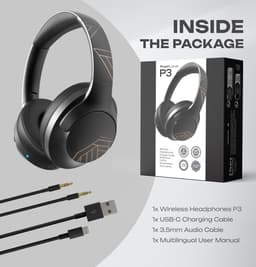 PowerLocus P3 - Bluetooth Koptelefoon – Draadloos – Over-ear – 50 uur batterijduur – Microfoon - Zwart/Goud — thumbnail 5