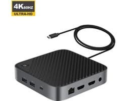 M-TECK USB-C Docking Station - 2 x HDMI - 3 x USB-A - Ethernet - Audio - SD/MicroSD - 1 x USB-C (100W) - voor alle merken Windows Laptop
