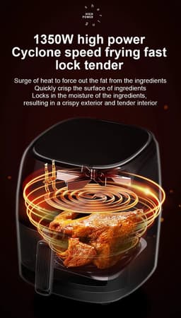 Microdata - Airfryer - Heteluchtfriteuse - Airfryer Oven - Hetelucht Oven - Digitale Airfryer - Lucht Frituur - Touchscreen bediening - Schuiflade met glas - QF606 - 6L - 1350Watt - Groen — thumbnail 9