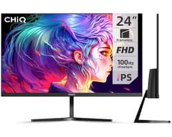 CHiQ 24F650 - 24 Inch Monitor - Full HD (1920x1080) - IPS - 100Hz - Ultradunne - 3-zijdig randloos - 99% sRGB - pc scherm - AMD FreeSync - HDMI/VGA/DP