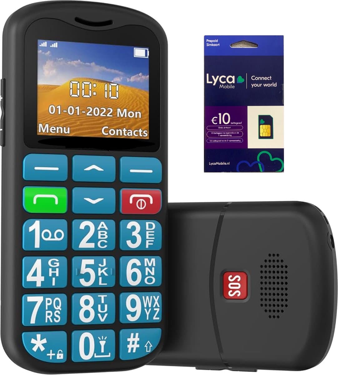 Yarvu ® - Easy - 4G Senioren Mobiele Telefoon + Simkaart Geleverd - Grote Toetsen & Cijfers - Big Button Mobiel - GSM Ouderen - GSM - SOS Noodknop - Snelkiestoetsen - Blauw — afbeelding 1