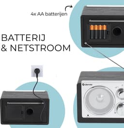 Denver Draagbare FM Radio - Retro - Werkt op batterijen of netstroom - Keukenradio - AM - FM - TR63 - Zwart — thumbnail 4