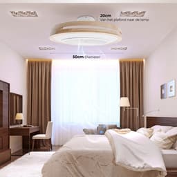 WERYOU® illuminAIR Plafondventilator - Plafonniere - Plafondventilator met Afstandsbediening - Plafondlamp - Plafond ventilator met Verlichting - Ventilator lamp - RGB Ledlamp - Hout Design — thumbnail 3