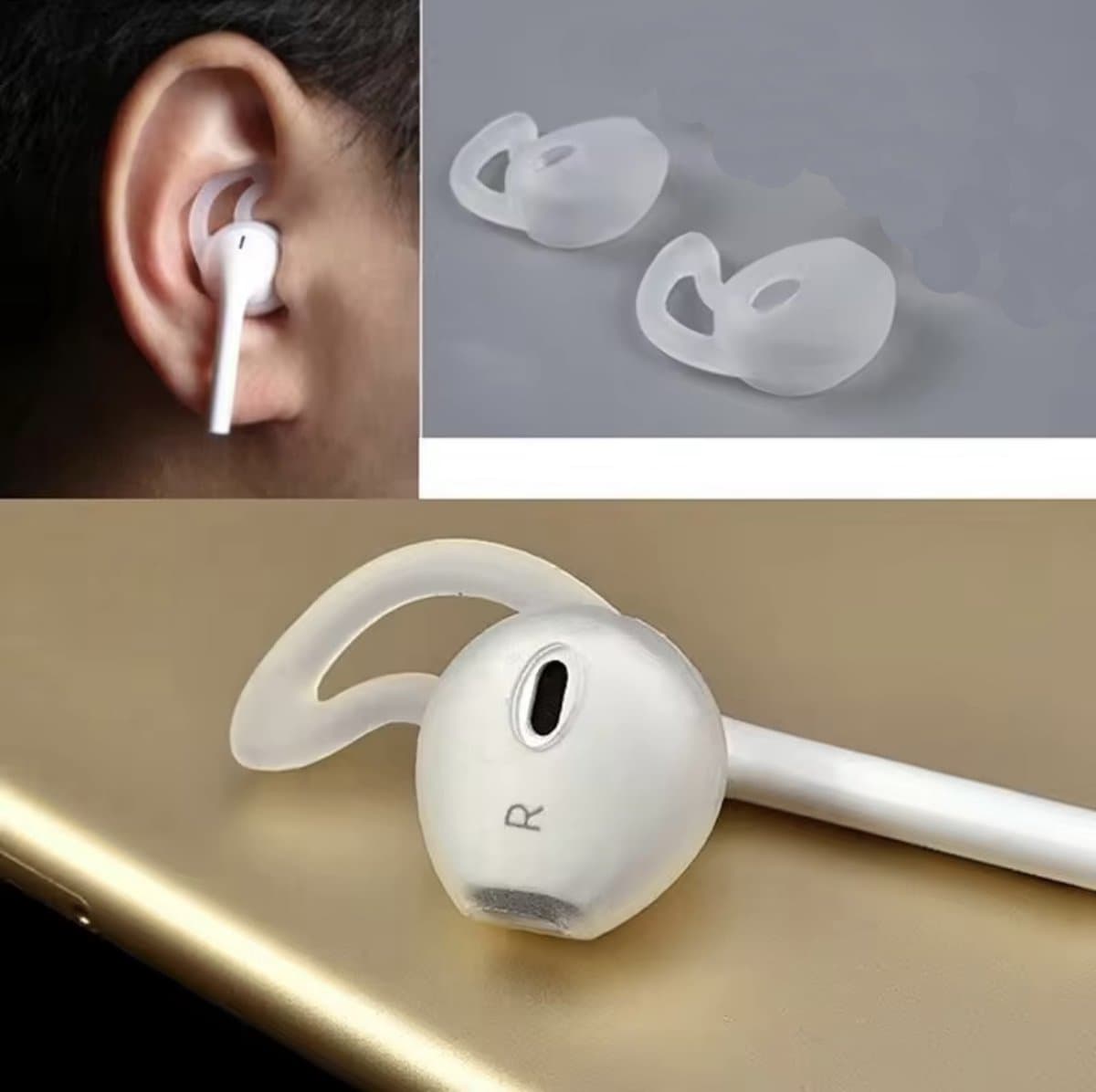 CHPN - Covers voor AirPods - Geschikt voor Apple AirPods - Anti-slip Oordopjes - Siliconen - 1 Paar - Wit - AirPods niet verliezen — afbeelding 1