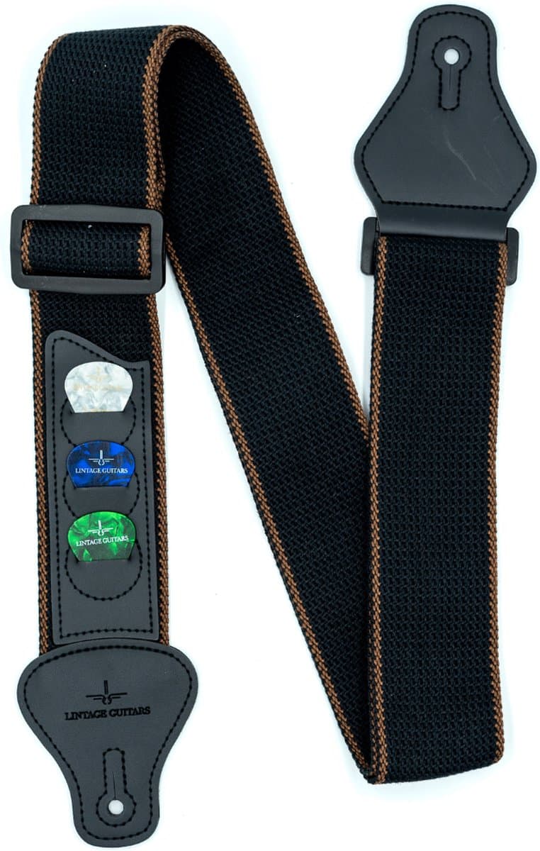 Premium verstelbare Gitaarband - Gitaar Gitaarriem met plectrum houders - Inclusief 3 Celulloid Plectrums - Guitar Strap - Model 6 — afbeelding 1