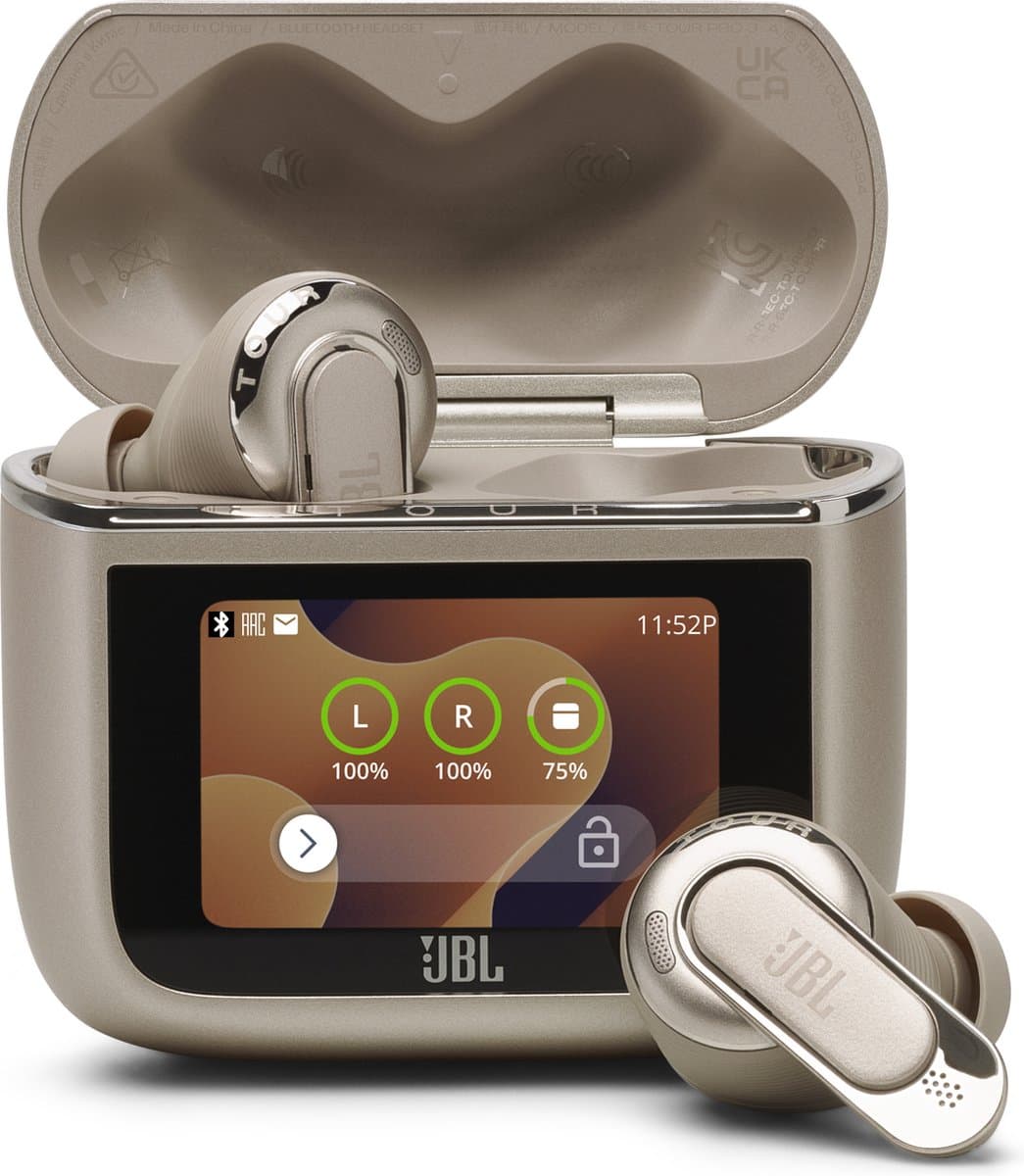 JBL Tour Pro 3 - Draadloze Oortjes met Noise Cancelling - True Wireless Bluetooth - Hi-Res Audio (LDAC) - Smart Case met Touchscreen - 50 uur - Latte — afbeelding 1
