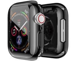 MY PROTECT - Hoesje Geschikt Voor Apple Watch 44mm Siliconen Bescherm Case - Screenprotector - Transparant/Zwart