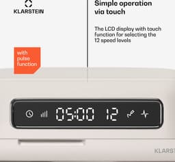 Klarstein Chiara 1600W Keukenmachine – 5L roestvrijstalen kom, 12 snelheden, LCD-touchdisplay, Stil ≤72 dB, Vaatwasserbestendige patisserieset, Aluminium spuitgietbehuizing, Zand — thumbnail 2