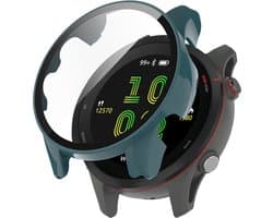 Watch case screenprotector - hoesje - gehard glas - geschikt voor Garmin Forerunner 255 S - groen