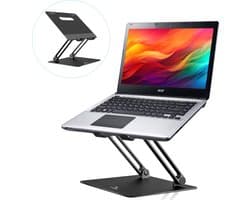 LEVANTU® Laptop standaard verstelbaar - staand en zittend werken - laptop verhoger - aluminium - Zwart
