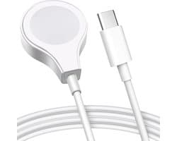 Oplader - USB-C oplaadkabel - geschikt voor Apple Watch Series 1 / 2 / 3 / 4 / 5 / 6 / 7 / 8 / 9 / 10 / SE / SE 2 / Ultra / Ultra 2 - magnetisch - 1 meter - wit