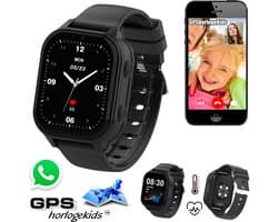 GPSHorlogeKids© - GPS horloge kind - smartwatch kinderen - WhatsApp - 4G videobellen - spatwaterdicht - SOS alarm -meting hartslag & temperatuur - incl SIM - Edge Pro Zwart