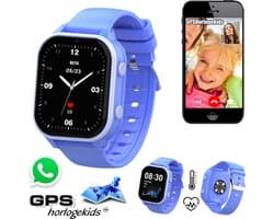 GPSHorlogeKids© - GPS horloge kind - smartwatch kinderen - WhatsApp - 4G videobellen - spatwaterdicht - SOS alarm -meting hartslag & temperatuur - incl SIM - Edge Pro Blauw