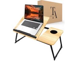 TrueLogic Alpha Bedtafel - Laptoptafel - Laptop standaard - Voor laptops t/m 17 inch - Ontbijttafel - Ontbijt op bed - Wood