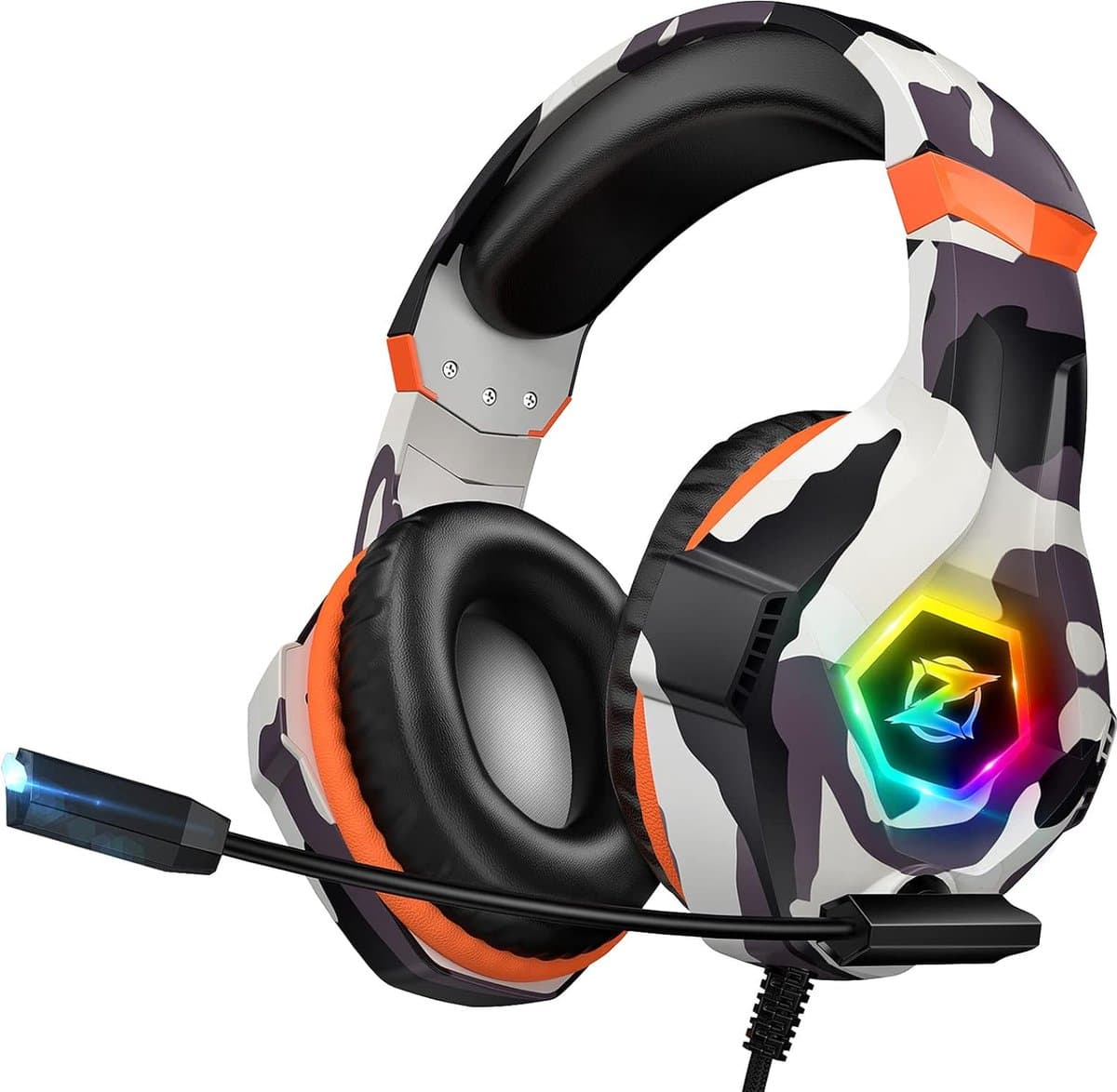 StayPowered Gaming Headset - Ultiem Surround Sound - Noise Cancelling Microfoon - Comfortabel en Duurzaam - Multiplatform Compatibel - RGB LED Verlichting - Stevige Gevlochten Kabel - Legerprint - Levering Sneller dan Aangegeven! — afbeelding 1