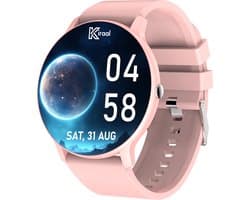 Kiraal Fit 5 - Smartwatch Dames - Stappenteller - Full Screen - Fitness Tracker - Activity Tracker - Smartwatch Android & IOS - Roze
