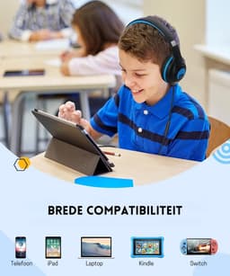 StayPowered Kinder Koptelefoon - Comfortabel en Duurzaam Ontwerp - HD Microfoon - Opvouwbaar Ontwerp - Rijke Stereo Bass - Verwikkelingvrij Nylon Kabel - Verstelbare Pasvorm - Universele 3,5 mm Jack - Zwart/Blauw - Levering Sneller dan Aangegeven! — thumbnail 4
