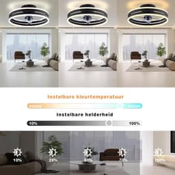 Plafondventilator Met Verlichting - Smart Lamp Met Afstandsbediening – Plafonniere Keuken Lamp Met 6 Ventilatiesnelheden - Woonkamerlamp – Plafond Ventilator Lamp Met Timer - Wit — thumbnail 2