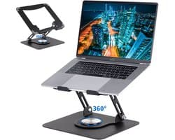 Verstelbare Laptopstandaard – 360 graden draaibaar, Opvouwbaar, Draagbaar, Ergonomisch en Geschikt voor Laptops van 10" tot 17" - Voor alle laptops en tablets - Zwart