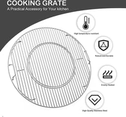 Edelstaal Grillrooster BBQ-System Ø 54.5 cm - Rond Rooster met Handvat voor Weber 57 cm Houtskoolgrills - Pizzasteen Wok Pan — thumbnail 5