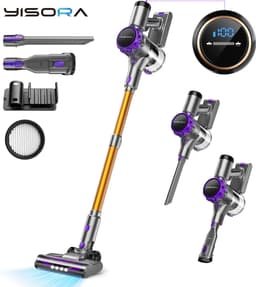 YISORA S3 snoerloze steelstofzuiger, 33KPa krachtige zuigkracht, 80 minuten automatische werking,6 filterniveaus, LED-verlichting — thumbnail 1