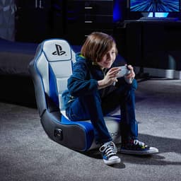 Gamestoel - PlayStation Geist - inklapbaar - 2.0 audio - 2 speakers - floor rocker - wit/blauw (X Rocker) — thumbnail 4