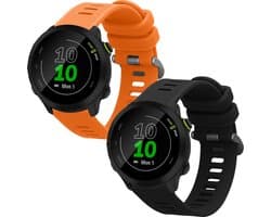 kwmobile horlogebandje geschikt voor Garmin Forerunner 55 / Forerunner 165 / 245 / 645 / 570 42mm polsband - Smartwatch bandje van TPU - Activity tracker horloge band in zwart / oranje