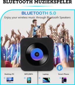 Somstyle Draagbare CD Speler met Speaker - Bluetooth & Radio - 3.5 MM Aux - CD / CD-R / CD-RW - HiFi Luidsprekers - Met Radio - Zwart — thumbnail 4