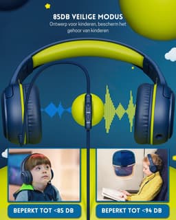 StayPowered Kinderheadset - Veilige, Comfortabele en Duurzame Hoofdtelefoon met Volumebegrenzing! - Compact Design - Hoogwaardige Geluid - HD Microfoon - Ingebouwde Volumebegrenzer - Opvouwbaar - Blauw/Groen - Levering Sneller dan Aangegeven! — thumbnail 2