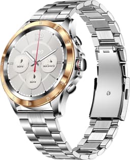 Darenci Platinum Pro Smartwatch Heren – Zilver/Goud – Stalen Band – Bluetooth Bellen & Muziek – Hartslag-, Bloeddruk- & Zuurstofmeter – IP67 Waterdicht – Luxe Activity Tracker — thumbnail 1