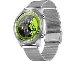 Belesy® MALIBU – Smartwatch Heren – Smartwatch Dames – Horloge – 1.3" Touchscreen – Stappenteller – Calorieteller – Hartslagmeter – Bloeddrukmeter – Zuurstofgehalte – Multi Sporten – Wijzerplaat Personaliseren – Slaapmonitor – Zilver Staal — afbeelding 1