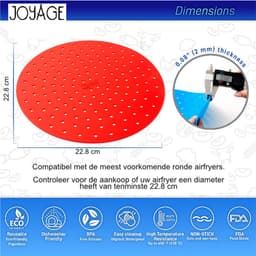 Joyage® Airfryer Silicone Pads - Accessoire voor heteluchtfriteuse - Herbruikbaar - Rond- 23 cm — thumbnail 3
