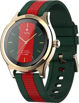 Darenci Smartwatch Majestic – Unisex Smartwatch met Touchscreen – Activity Tracker met Stappenteller, Bloeddrukmeter, Zuurstofmeter & Calorieënteller – Siliconen Band – Rood-Groen/Goud — thumbnail 1
