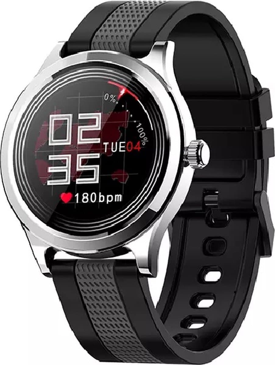 Darenci Smartwatch Majestic – Unisex Smartwatch met Touchscreen – Activity Tracker met Stappenteller, Bloeddrukmeter, Zuurstofmeter & Calorieënteller – Siliconen Band – Zwart/Grijs/Zilver — afbeelding 1