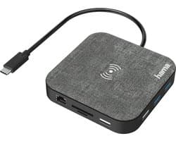 Hama USB-C- hub Multiport - wireless Qi charging - 12 poorts