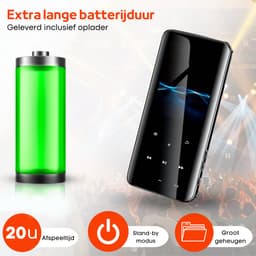 FOXLY® HiFi MP3/MP4 Speler Bluetooth Pro - FM Radio - Voice Recorder - Dictafoon - Inclusief Oordopjes & SD kaart — thumbnail 3