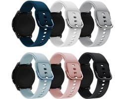 YONO Siliconen Smartwatch Bandjes 20mm - geschikt voor Samsung Galaxy Watch 7 - 6 - 5 - 4 - Active 2 - Garmin Vivoactive 5/6 - Polar – Huawei - 6 Pack